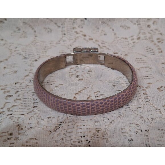 Vintage Manelli Florence Silver & Purple Rhinestone Snake Embossed Bracelet - Picture 7 of 10